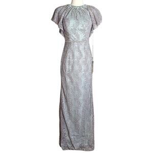 Mac Duggal Embellished Lace High Neck Formal Dress In Sage & Silver Size 2 NWT